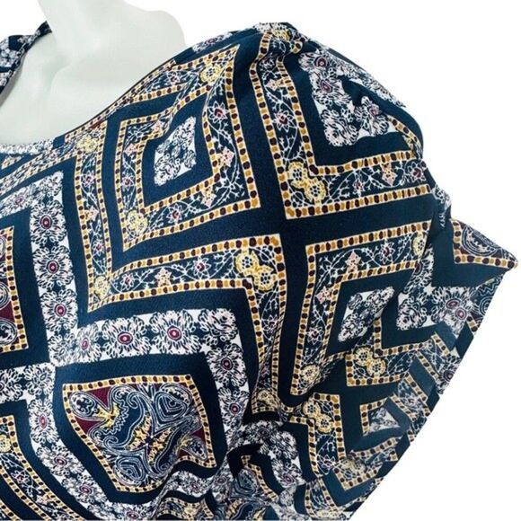 Pink Rose Blue Print Blouse Sz S - Picture 5 of 7